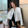 Spring Autumn Women's Single-Breasted Pure Fringed Suit Coat Ladeies Short Retro Tweed