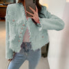 Spring Autumn Women's Single-Breasted Pure Fringed Suit Coat Ladeies Short Retro Tweed