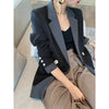 Spring Autumn Women's Suit Jacket Striped Patchwork Notched Outerwear Long Sleeve British Style Loose Fake Two Piece Blazer