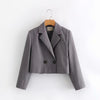 Spring Autumn Women's Vintage Plaid Crop Blazer Top Chic Elegant Office Wear Suit Outwear Ladies Streetwear Suit Jacket