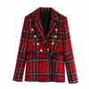 Spring Autumn Women suits Plaid Skirt Set casual double-breasted tweed plaid ladies jacket Slim and elegant bust Two-piece