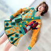 Spring Autumn women's cartoon knitted skirts suits casual colorful cardigans sweaters and Spliced Skirt suits NS961