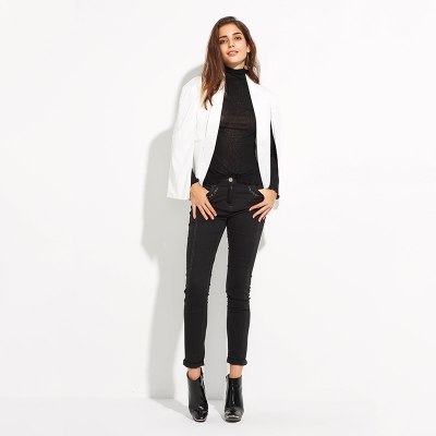 Spring Blazer Women Fashion Brief Unique Design Slitting Long Sleeve Buttonless Basic Cape Coat Outwear Feminino