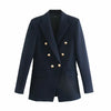 Spring Blazers With Metal Buttons Blazers Coat Vintage Long Sleeve Back Vents Female Outerwear Chic Tops