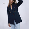 Spring Blazers With Metal Buttons Blazers Coat Vintage Long Sleeve Back Vents Female Outerwear Chic Tops