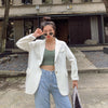 Spring Blazers Women Casual Solid Color Classic Single-breasted Pocket Korean Style Loose Chic Button Outwear Elegant