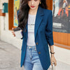 Spring British Blue Suit Women Blazer Jacket Autumn Loose Solid Ladies Office OL Professional Blazer Jackets Female