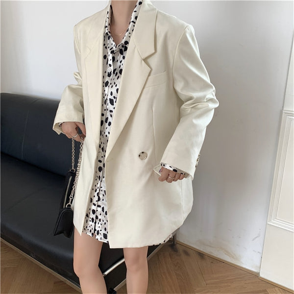 Spring Casual Women Blazer Suits Coat Female White Long Sleeve Thin Blazer Set Office Outerwear Ladies A132