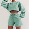 Spring Casual Solid Sweater Two Piece Outfits Tracksuit Womens Puff Sleeve Top And Shorts Suits Summer Sexy 2pcs Matching Sets