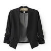 Spring Casual Women Slim 5 Colors Fit Short Blazer Jacket V-neck Nine Sleeves Black Blazer Coat Puff Sleeve Formal Lady Suit