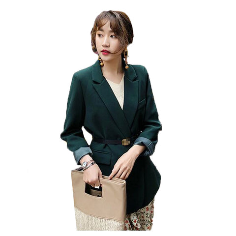 Spring Coat Women 2022Green Blazer Feminino England Double Row Buckle Retro Thin Small Suit Female Blazers Jacket outercoat A195
