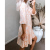 Spring Dresses for Women 2023 Waist Party Dress Bow A-line Women Butterfly Sleeve Flower Print Floral Boho Dress Female