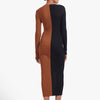 Spring Fall Contrast Color Ribbed Knitted Dress Women Long Sleeve Long Dress V Neck Bodycon Sexy Party Club Casual Midi Dresses