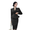 Spring Fall  2-Piece Korean Women's V-Neck Long-Sleeve Suit Jacket + High Waist Pencil Skirt 2-Piece Set New