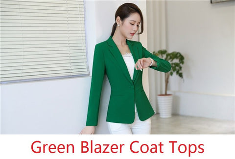 Spring Fall Novelty Green Slim Formal Blazer Women Outerwear Jackets Office Uniform Designs Female Blaser  Styles Tops