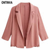 Spring Fashion Women Pink Blazer Female Casual V Neck Long Sleeve Solid Thin Jacket Coat 2022 Office Lady Jacket Outwear Tops