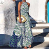 Spring Halter Folds Elegant Boho Long Dress 2023 Summer Sleeveless Tank Maxi Dress Women Floral Print Elastic Waist Party Dress