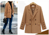 Spring Khaki Long Women's Blazer Double Breasted Slim Long Sleeved Female Korean Office Jakcet