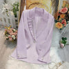 Spring Ladies Blazer Pearl Frill Lapel Slim Women Blazer Jacket White Purple Suit Long-Sleeved Overcoat Female Tops