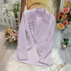 Spring Ladies Blazer Pearl Frill Lapel Slim Women Blazer Jacket White Purple Suit Long-Sleeved Overcoat Female Tops