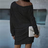 Spring Lady Sequin Mini Dress Elegant Off Shoulder Long Sleeve Party Dress Women Sexy Slash Neck Pullover Loose Dresses