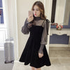 Spring Elegant Two Piece Dress for Women Women Winter Korean A-Line O-Neck Tops and Black Sundress Streetwear Dress Vestidos