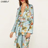 Spring New European Flower Print Women Blazer Coat Casual Ladies Blazer Jacket Pop472
