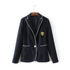 Spring New European Lady Blazers Coat Single Button Pockets Formal Jackets Scho Student Blaser Xdn8256