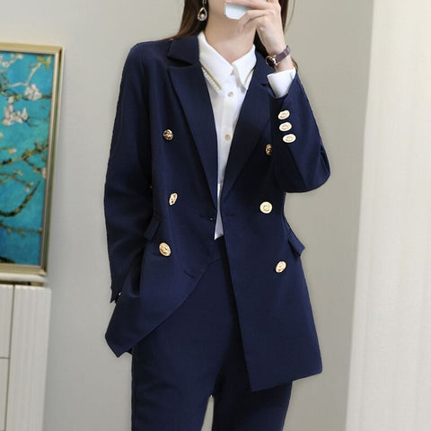Spring Designer Blazer Women's Long Sleeve Double Breasted Metal Buttons Long Blazer Outer Wear Plus Size 5XL