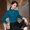 Spring Ribbon Tie Shirt Women Formal Elegant Long Sleeve Blouses Office Ladies Loose Tops Blue Blouas