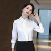 Spring Ribbon Tie Shirt Women Formal Elegant Long Sleeve Blouses Office Ladies Loose Tops Blue Blouas