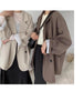 Spring Korean Jacket Female Long-sleeved Loose Casual Oversize Blazer Jacket Brown Beige Black Blazer Jacket