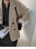 Spring Korean Jacket Female Long-sleeved Loose Casual Oversize Blazer Jacket Brown Beige Black Blazer Jacket