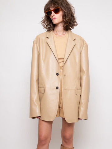 Spring Simulation PU Leather Casual Suit Loose Profile Leather Jacket Women