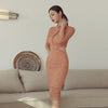 Spring Solid Midi Party Vestidos De Mujer Korean Slim Mid-length Sexy Full Lace Backless Bodycon Dress Women