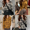 Spring Women Vintage Ink painting Print Chiffon Blouse Full Sleeve Button Up Loose Shirt Autumn Casual BF Style Tops T11612F