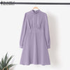 Spring Party Dress Women Elegant Solid Knee Robe ZANZEA Bodycon A Line Vestido 2023 Holiday Long Sleeve Dresses Oversize