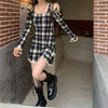Spring Plaid Lolita Dress Women Elegant Japanese Kawaii Paty Mini Dress Female Casual High Street Korean Dress Women 2022 New