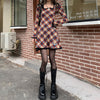Spring Plaid Lolita Dress Women Elegant Japanese Kawaii Paty Mini Dress Female Casual High Street Korean Dress Women 2022 New
