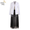 Spring Set Star Style Skirt Shirt 3 Sets Of Women Office Lady Notched Single Breasted Female Wrap Chest Gauze Skirts Suits