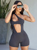 Spring Sexy 2 Piece Tracksuit Set Women Bikini Sleeveless Hollow Bodysuit Top+Biker Shorts Skinny Stretch Sweatsuits Outfits2023