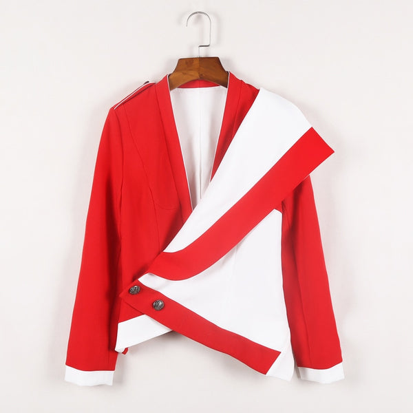 Spring Short Blazer Women 2022 Irregular Ladies Blazers Buttons Women Suit Jackets V Neck Long Sleeve Elegant Blazer Coat