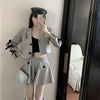 Spring Slimming Suit Fashionable Bow Suit Jacket+high Waist A Word Wide Leg Shorts skirts suit Two-piece Women
