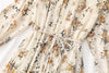 Spring Stand Collar Floral Print Women Dress Lace Up Female Pleated Dress Summer Party Midi Chiffon Vestidos femme 2022