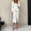 Spring Summer 1 Set Popular Turndown Collar Blazer Slit Skirt Elegant Suit Coat Skirt Slim   for Banquet