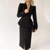 Spring Summer 1 Set Popular Turndown Collar Blazer Slit Skirt Elegant Suit Coat Skirt Slim   for Banquet