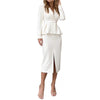 Spring Summer 1 Set Popular Turndown Collar Blazer Slit Skirt Elegant Suit Coat Skirt Slim   for Banquet