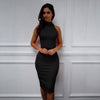 Spring Summer  Turtleneck Sleeveless Elegant Pencil Dress Women Sexy Club Party Bodycon Bandage Slim Dress Vestido