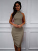 Spring Summer  Turtleneck Sleeveless Elegant Pencil Dress Women Sexy Club Party Bodycon Bandage Slim Dress Vestido