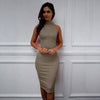 Spring Summer  Turtleneck Sleeveless Elegant Pencil Dress Women Sexy Club Party Bodycon Bandage Slim Dress Vestido